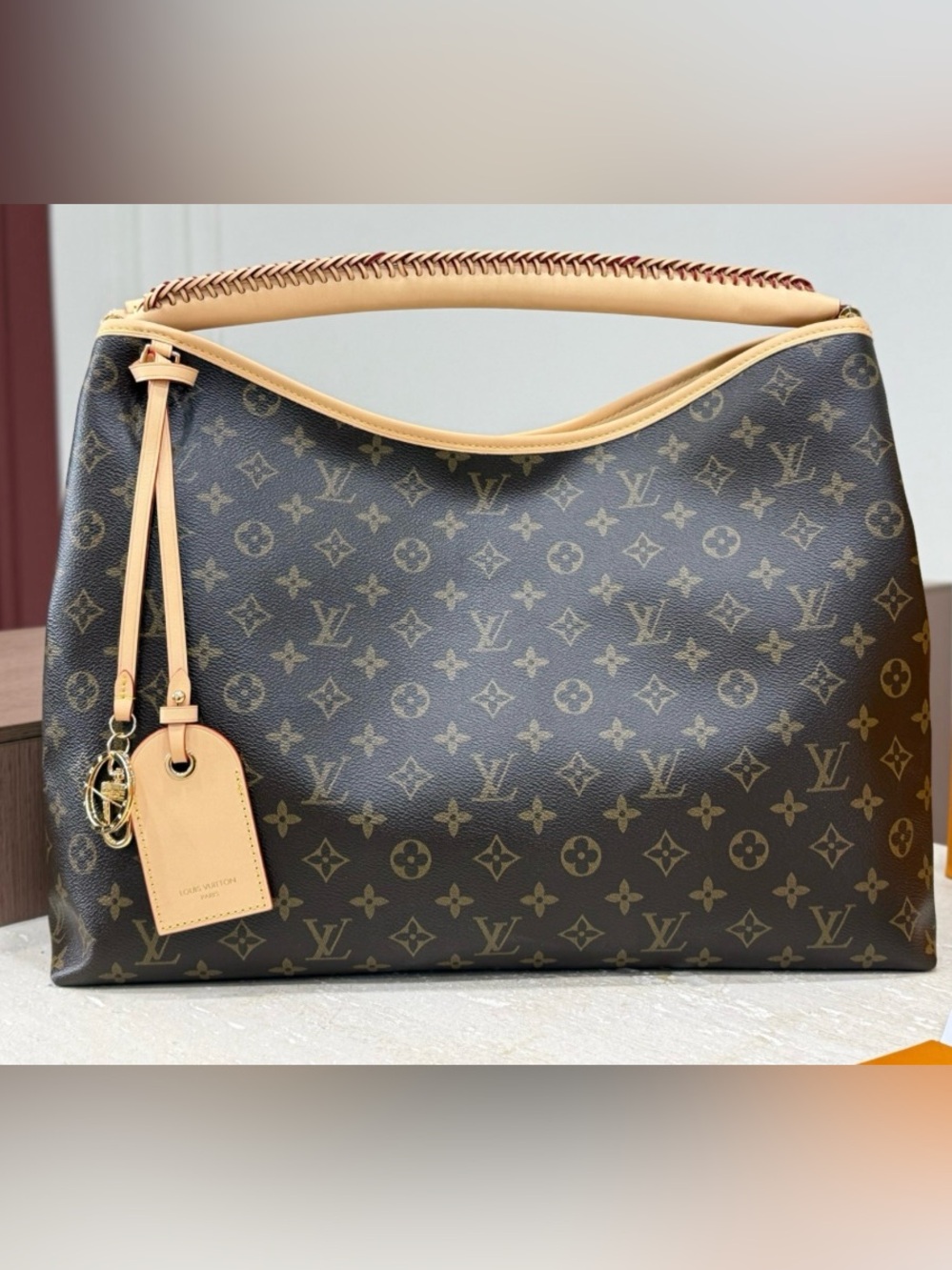 Monogram Canvas Hobo Bag in Brown and Natural Vachetta